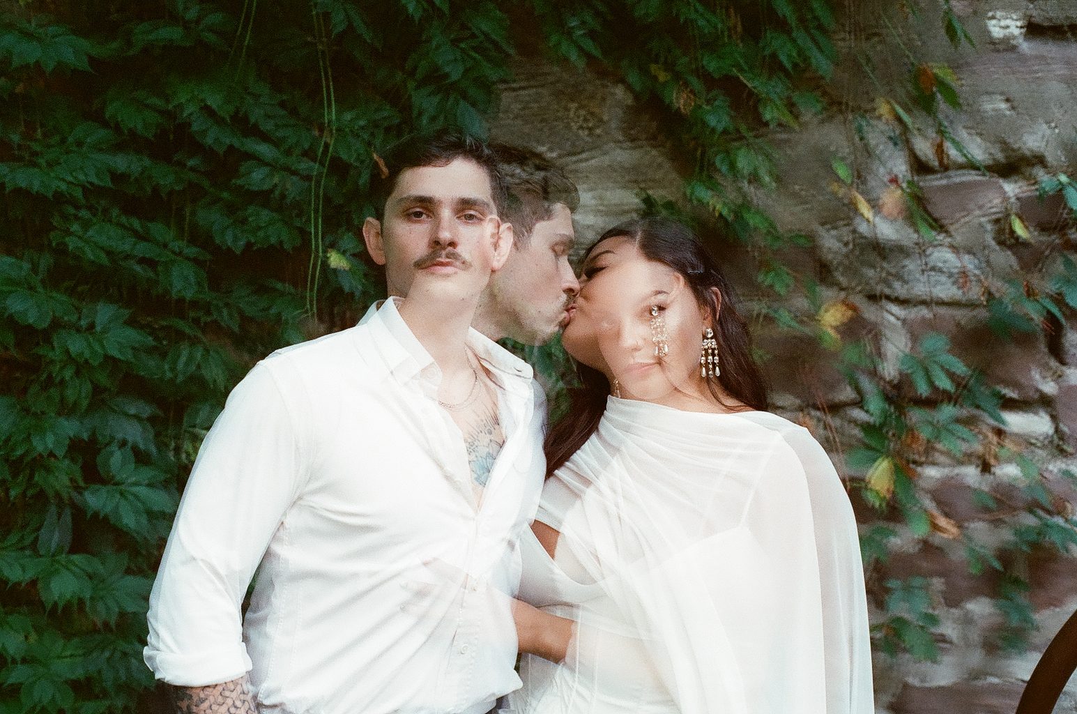 A double-exposure portrait of the two of them